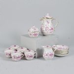 Kaffeservis, 8 delar, Meissen, + 1 extra fat, koppar, diameter: 6. 5 cm. Höjd: 5 cm, kanna, höjd: 16 cm, sockerskål, höjd: 7 cm